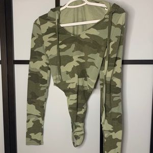 G - String, Bodysuit, Army Print W/ HOOD🥑